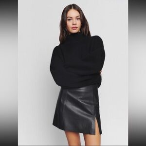 Aritizia Sunday Best Leather Mini Skirt with Slit